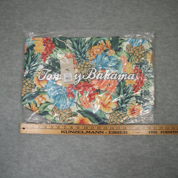 Tommy Bahama Pineapple Blooms Tote Tropical Green Floral Beach Bag Aloha NEW - Picture 5 of 7